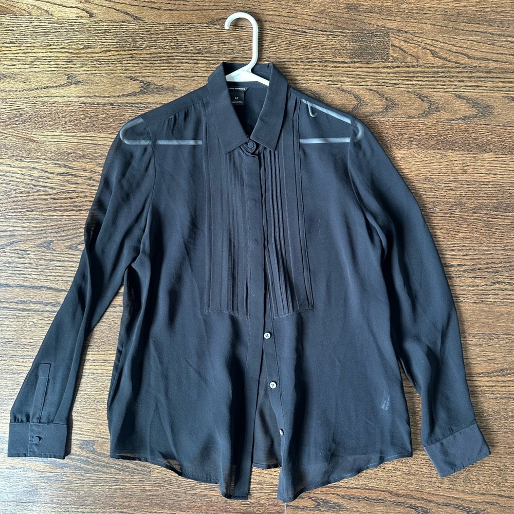 NWOT Black Silk Sheer Button Down by Club Monaco